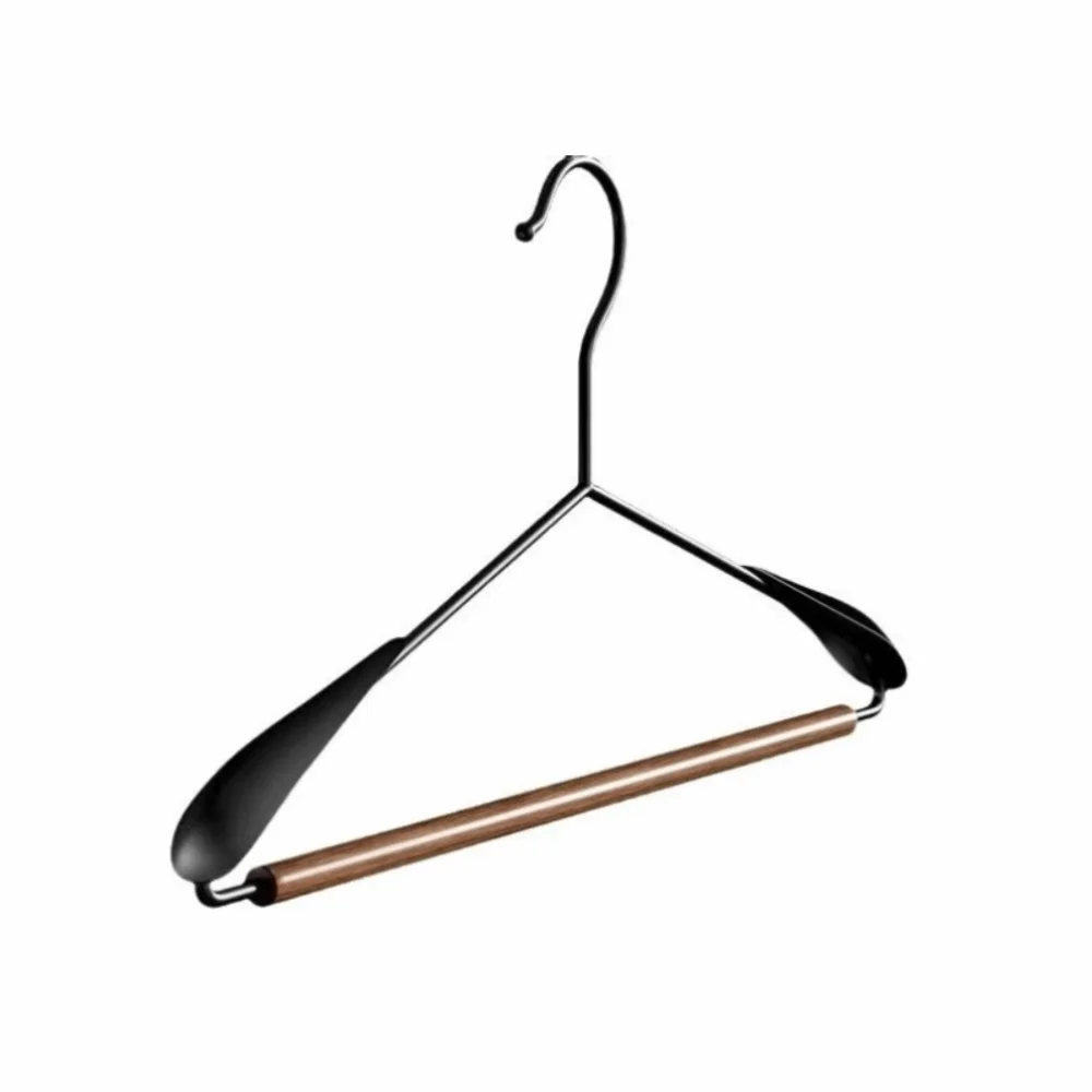 

3PCS Thickened Ironwork Clothes Hanger Light Luxury Seamless Construction Beech Wood Hanger Vintage Wooden Wide Shoulder Hanger