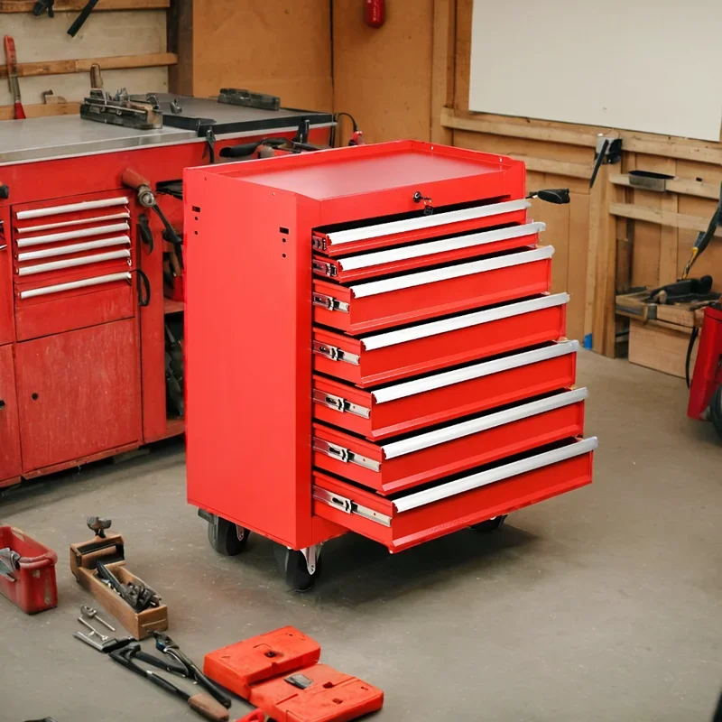 Heavy duty red cart bucket maintenance tool cabinet workshop drawer type auto repair