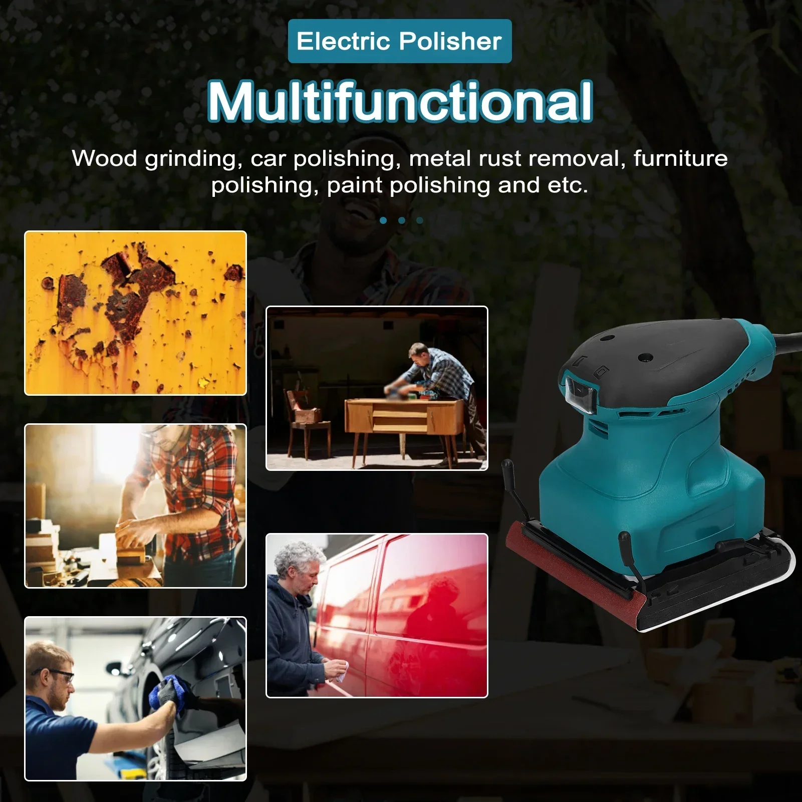 400W Orbital Sander Wood Grinder Electric Car Polisher Multifunctional Wood Metal Waxing Polishing Grinding Sanding Machine Tool