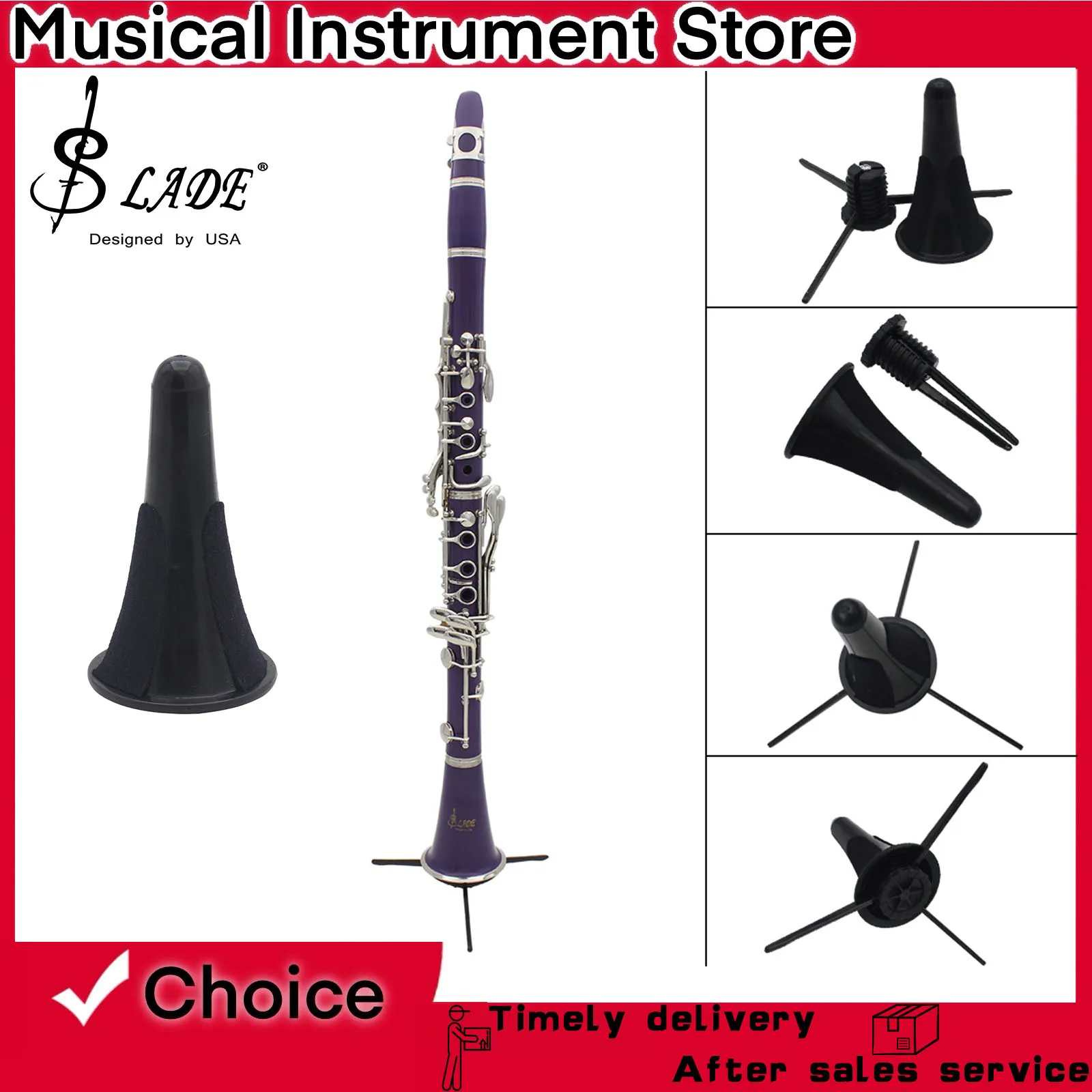 SLADE الكلارينيت حامل المحمولة قوس حامل معدني قابل للطي دعم وضع الرف أجزاء آلات النفخ الموسيقية #1