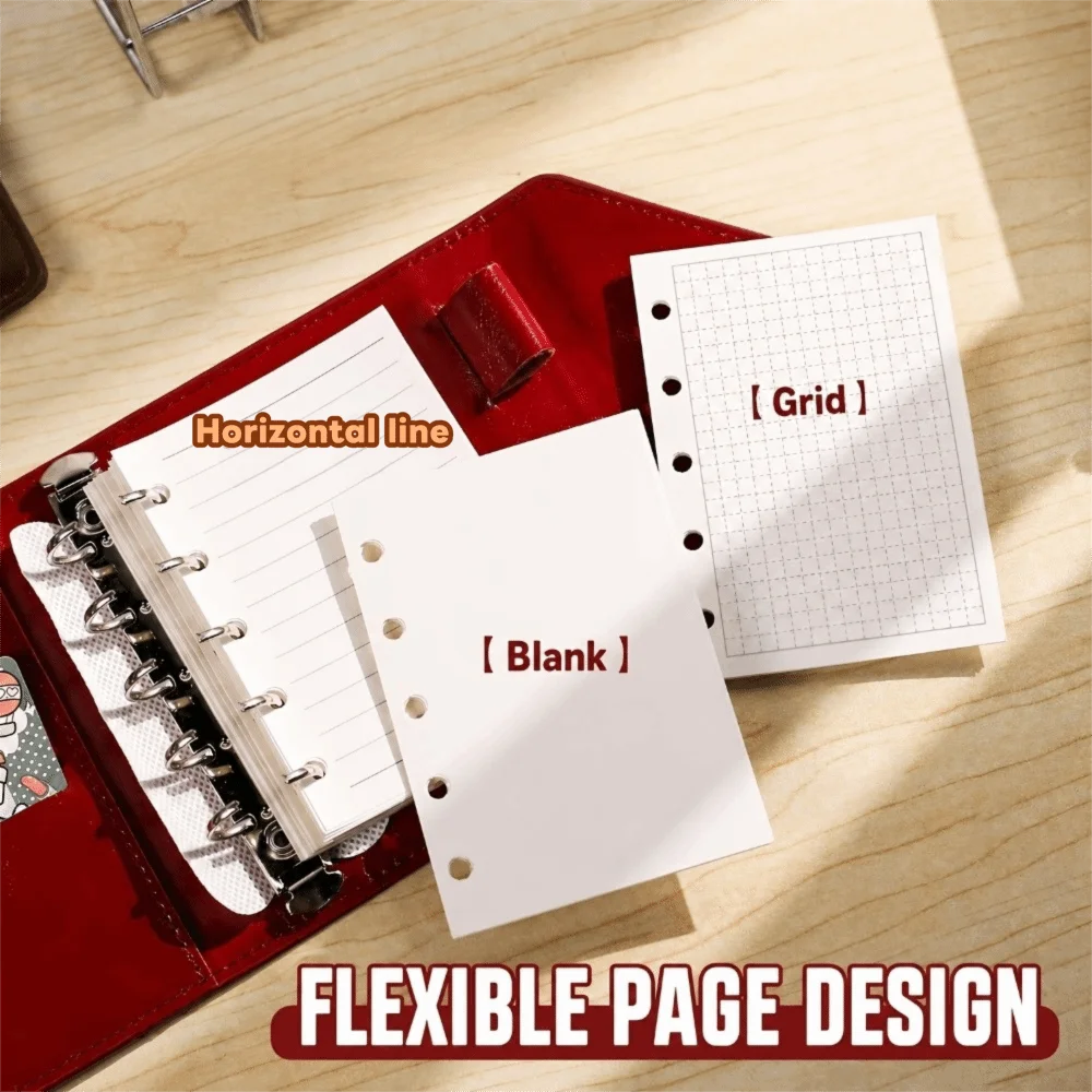 PU Leather Cover Tri-fold Envelope-Style Loose-Leaf Notebook Vintage Detachable Office Notepad Replaceable Inner Pages