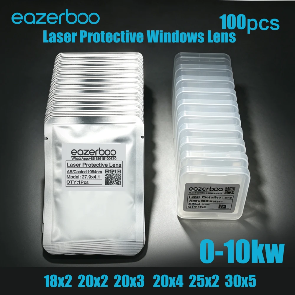 100Pcs Laser Welding Protective Windows Glass 18x2 20x2 20x3 20x4 25x5 0-6Kw Protection Lens for SUP WSX RAYTOOLS Laser Welder