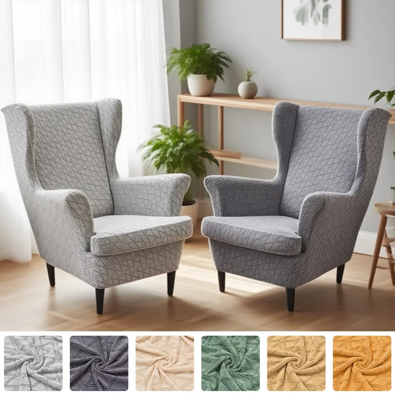 

Wing Chair Slipcover Thicken Jacquard Wingback Chair Cover Solid Color Wing Chair Slipcovers Armchair Covers for Living Room