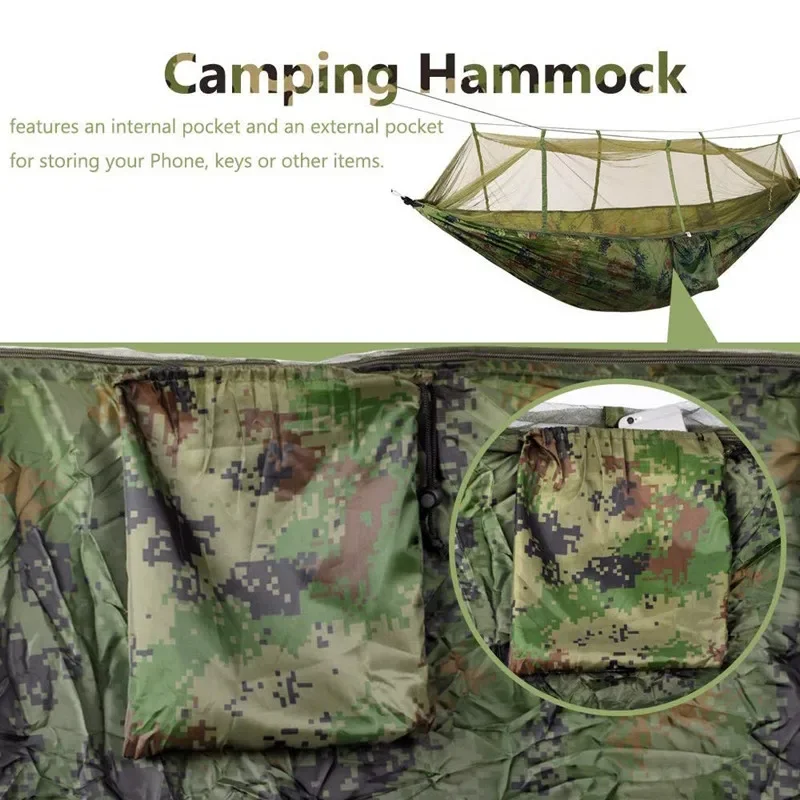 Outdoor-Camping-Hängematte mit Moskito ett, tragbares Hängematten zelt, leichte Hängematte für drinnen, Wandern, Rucksack reisen, Reisen, Hinterhof