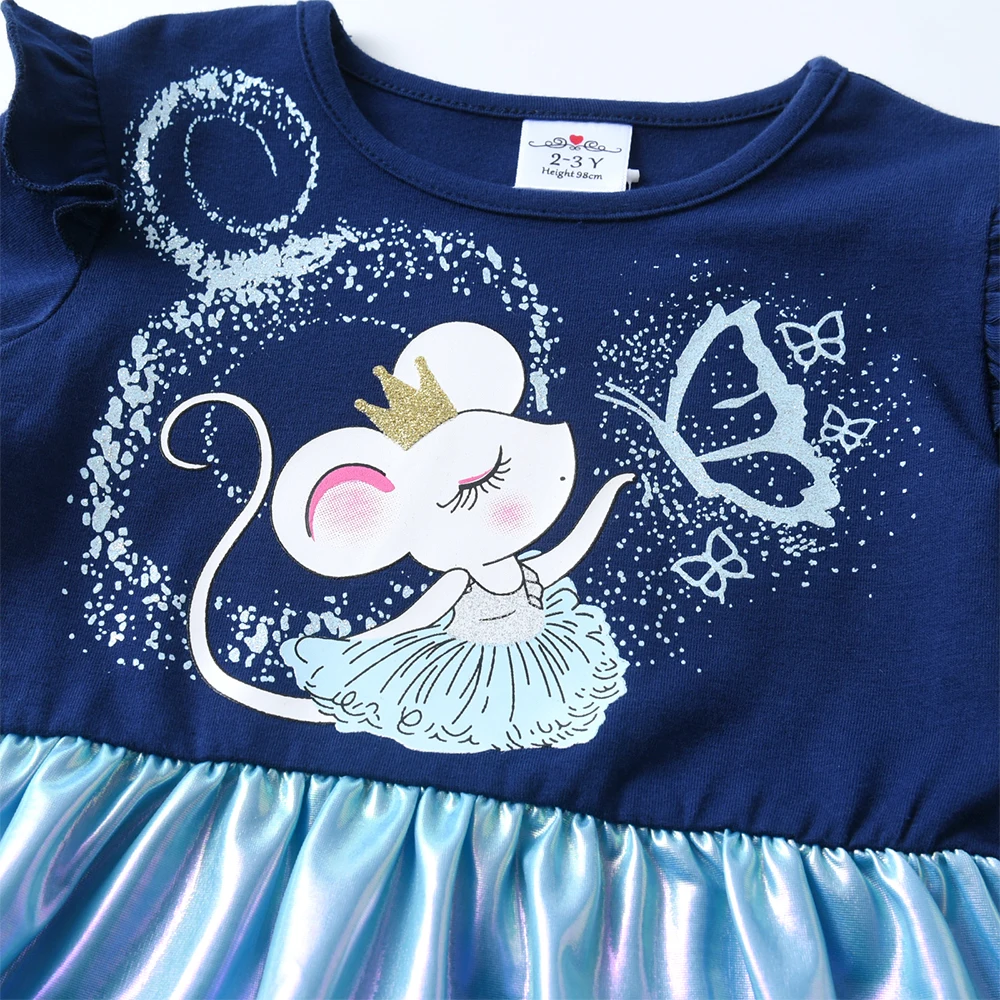DXTON New Children\'s Casual Dress Winter Girls Clothing Squirrel Butterfly Cartoon Kids Dresses Patchwork Toddler Dress Costumes
