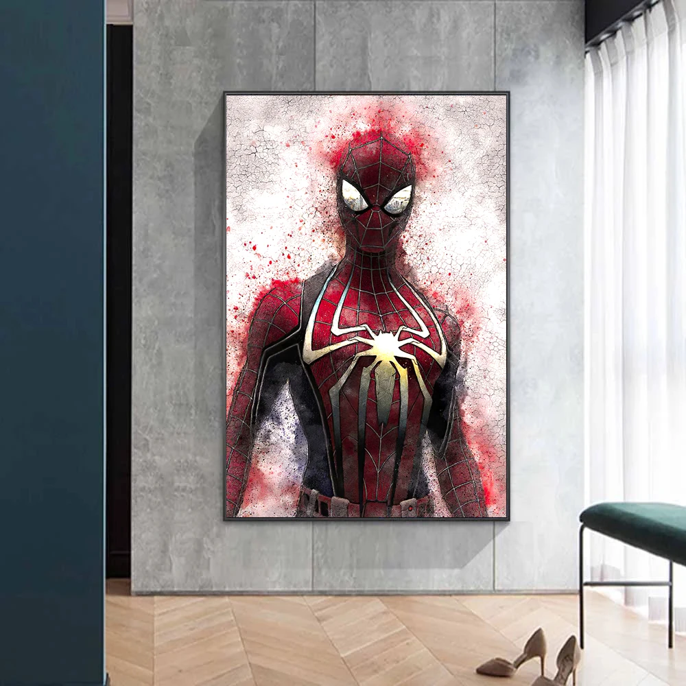 Disney Spiderman Canvas Painting Abstract Superhero Watercolor Art Poster Print Wall Art Picture For Kids Room Home Decoration