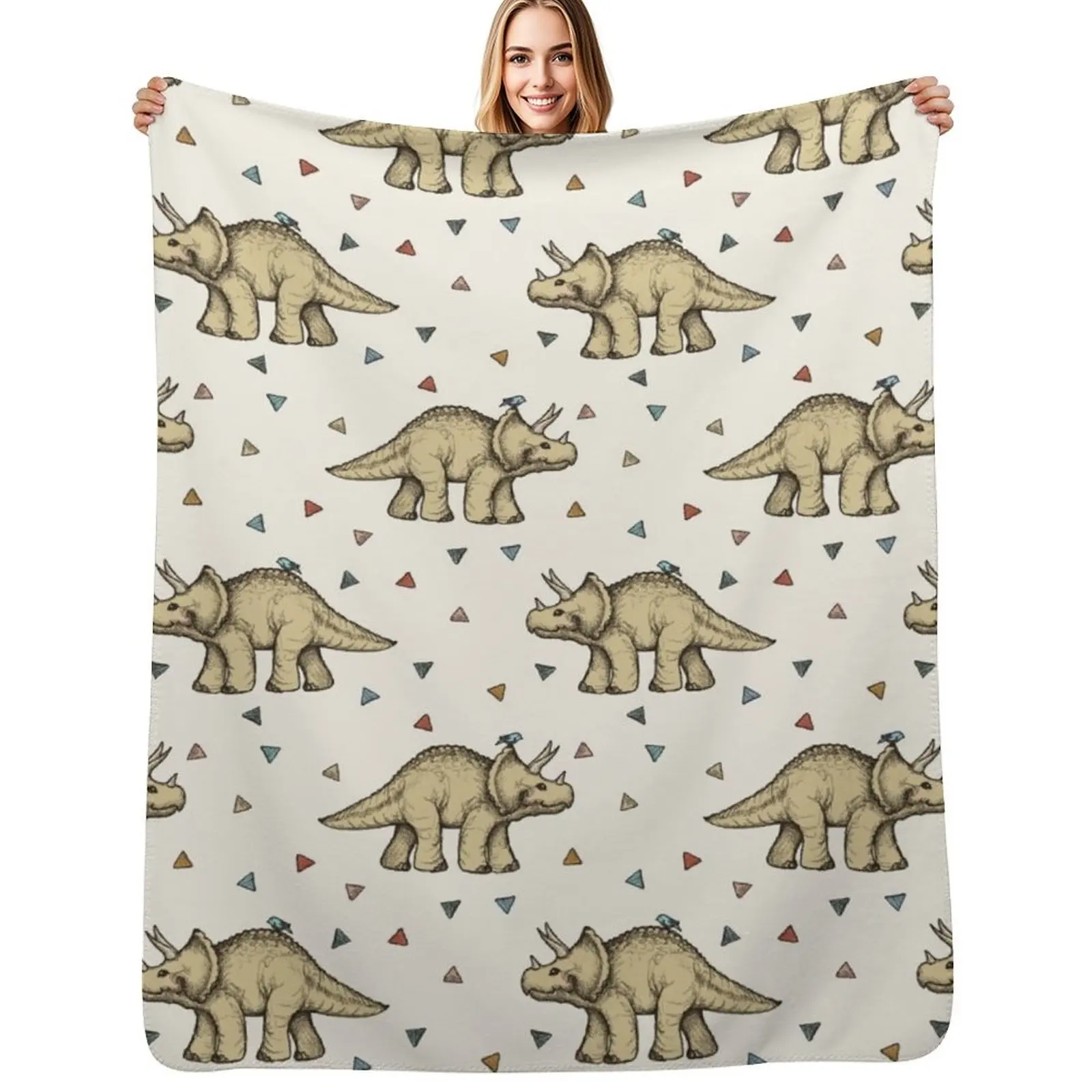 Triceratops & Triangles Throw Blanket Retros Designers Luxury St decorative For Sofa Thin valentine gift ideas Blankets