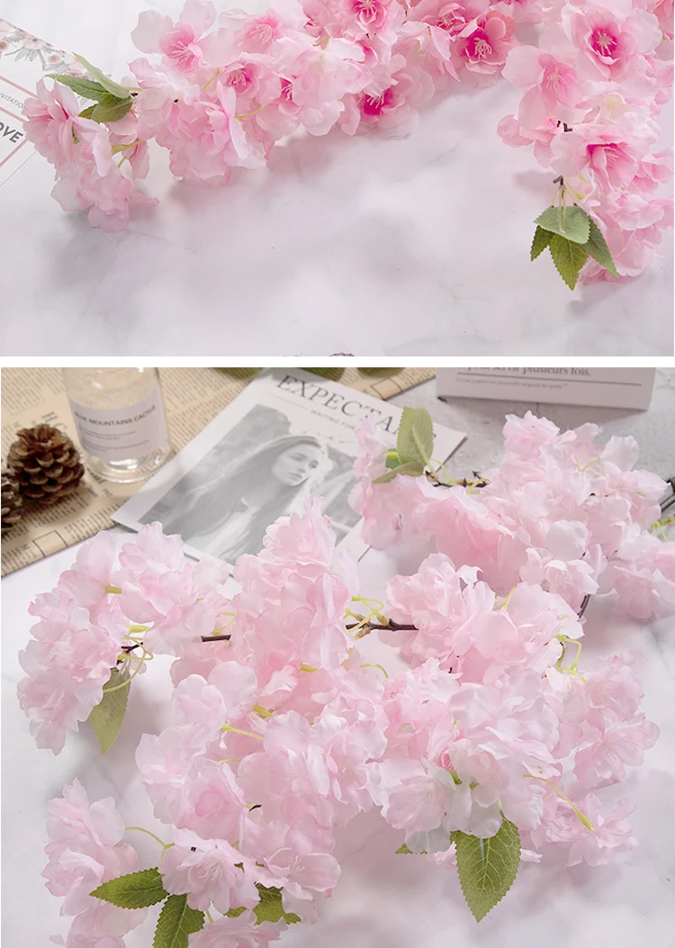Künstlicher Kirschblütenbaum Rosa Weiß Seidenblume Zweig für Hochzeit Bogen Bonsai DIY Zuhause Party Dekoration – Detail 12