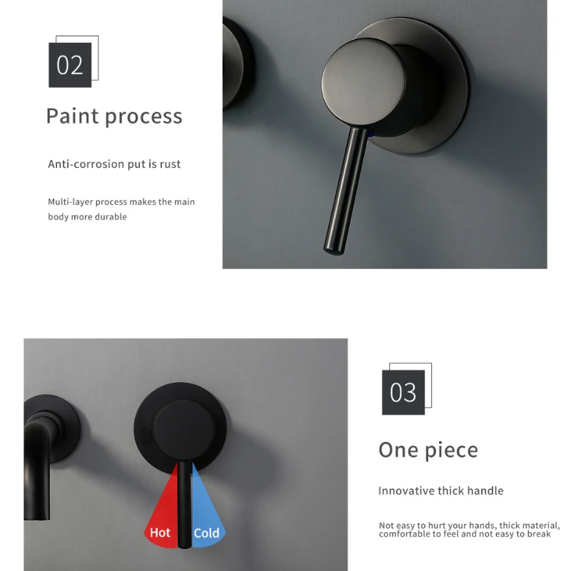 Mixer Water Tap Bathroom Water Faucets Shower Diverter Valve Black Gold Chrome Round Solid Brass Concealed Bifunctional