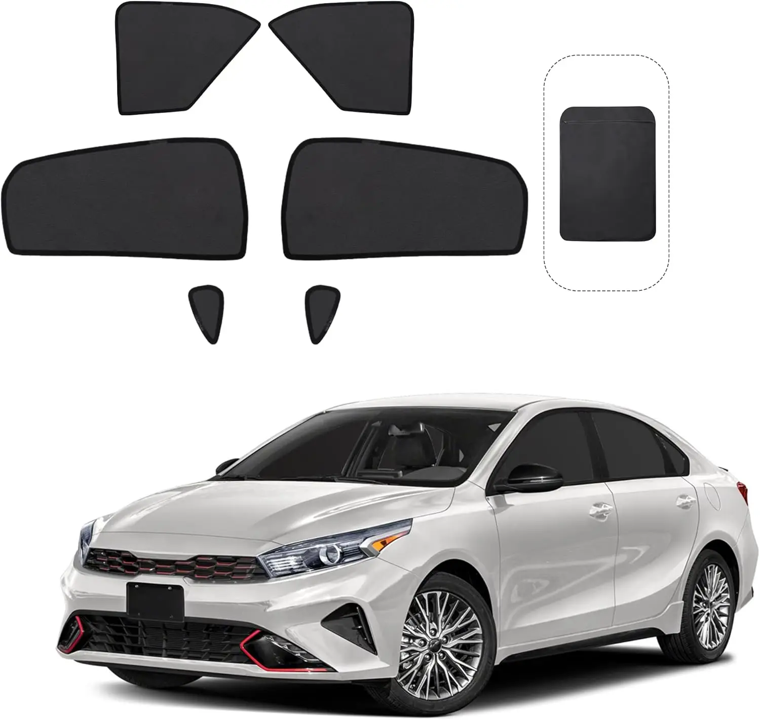 Custom Fit Foldable Side Window Shade for Kia Forte 2019-2023, UV Protection Heat Insulation, 6PCS