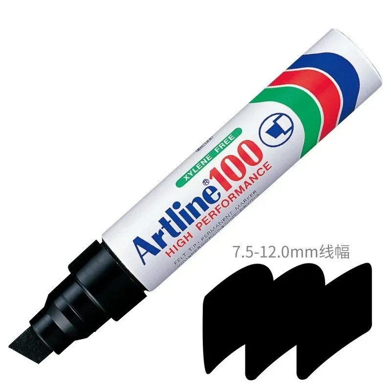 Japan Artline square head oily marker pen can be inked with EK-100 quick drying, waterproof, and fade resistant thick stem pen