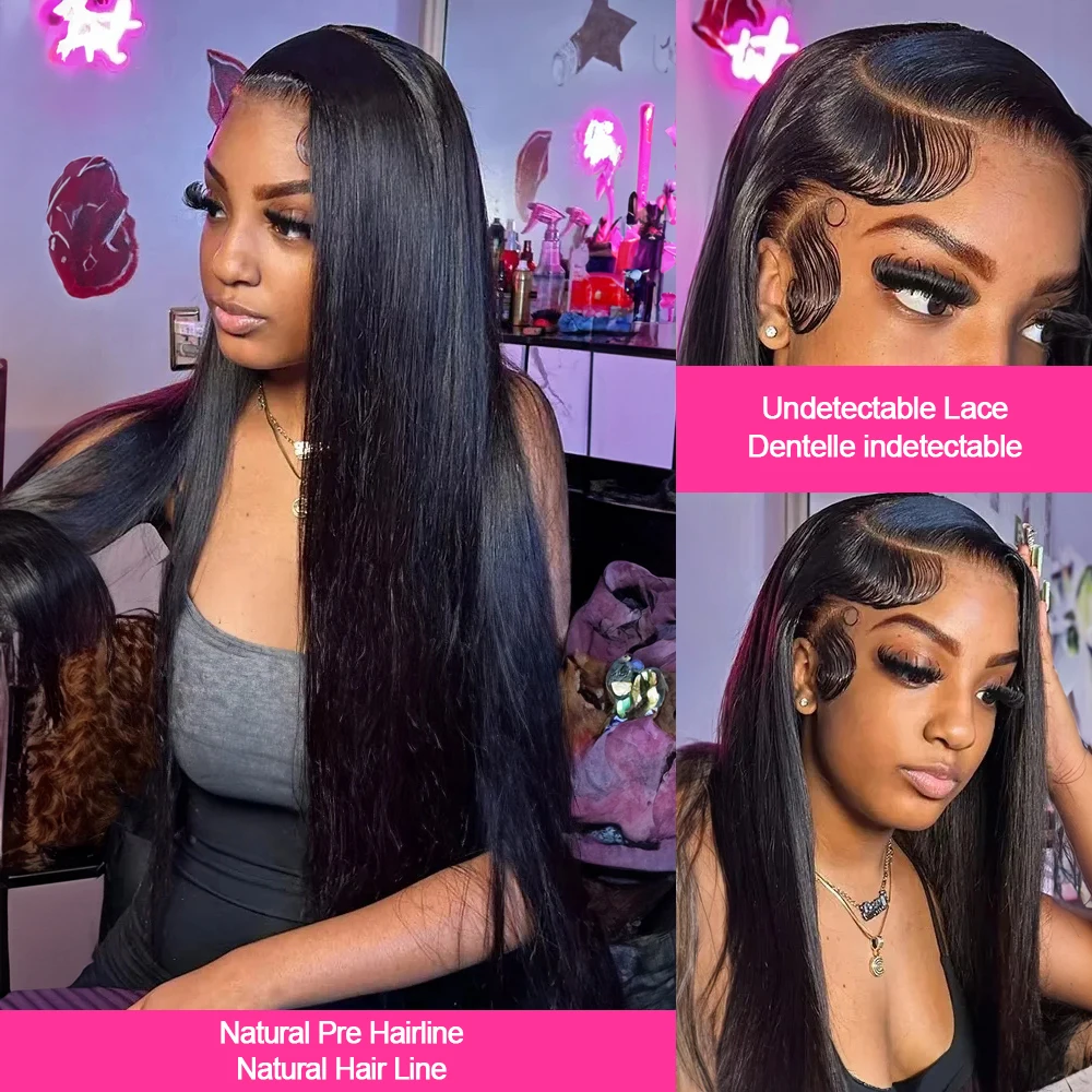 250% العظام مستقيم 360 كامل شفاف الدانتيل الجبهة خصلات الشعر المستعار الإنسان 13x6 HD الدانتيل الباروكة الأمامية 30 40 بوصة أسود 100% باروكة من شعر طبيعي