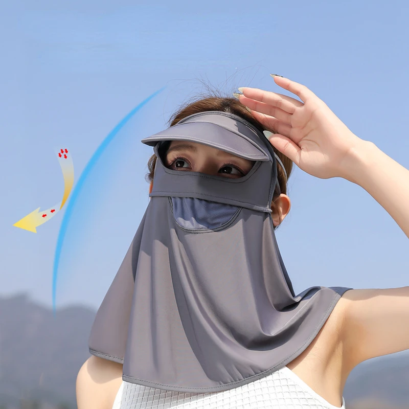 Neck Protection Sun Protection Mask Women's Sun Protection UV Breathable Full Face Gini Mask Ice Silk Three-dimensional Veil