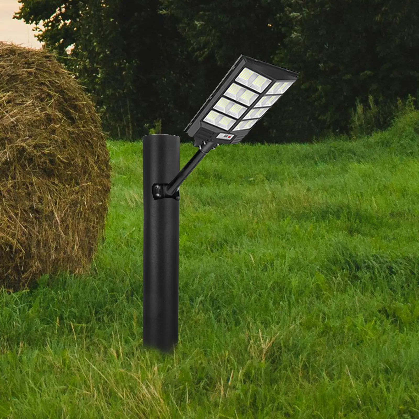 1Set Street Light Pole Arm Galvanized Steel Outdoor Solar Light Mounting Bracket Adjustable Wall Support for Solar Spotlight