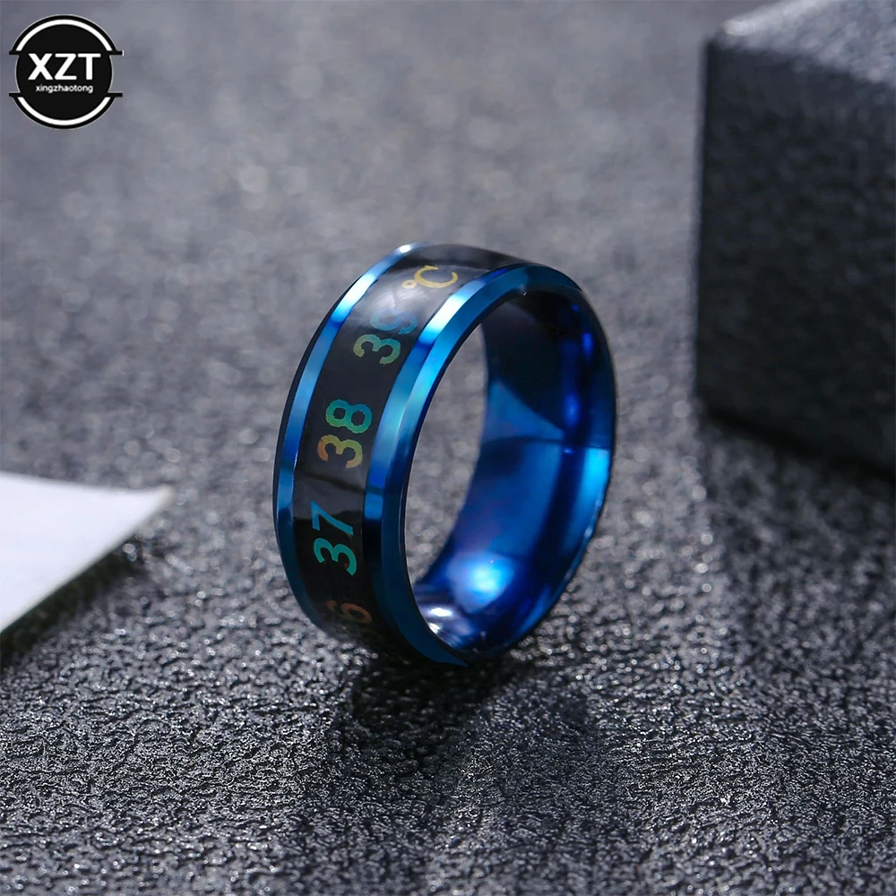 Titanium Steel Niche Creative Ring Intelligent Temperature Change Temperature Ring Men's Stainless Steel Ring