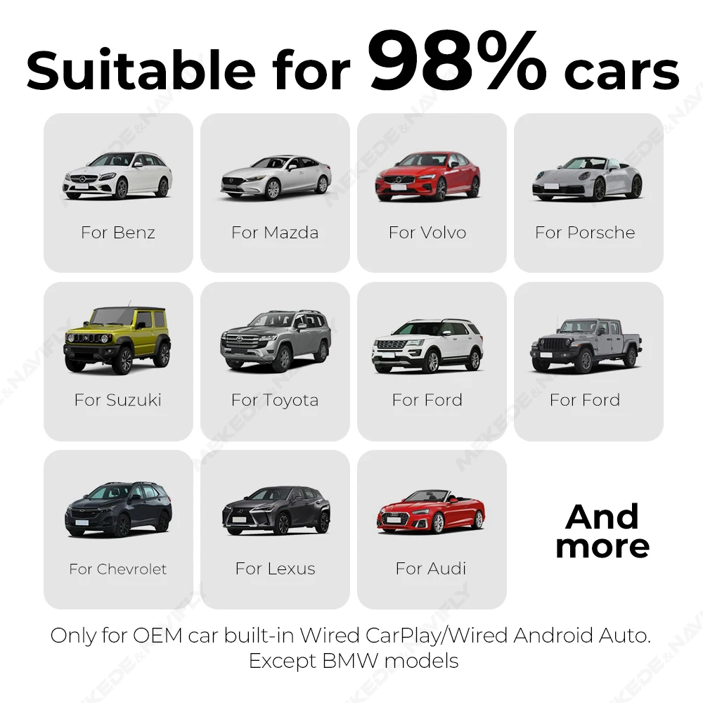 MEKEDE 2 إلى 2 محول سيارة لاسلكي يعمل بنظام أندرويد وسرعة اتصال أسرع ثنائي النطاق WIFI 6 صندوق صغير سهل الحمل #6