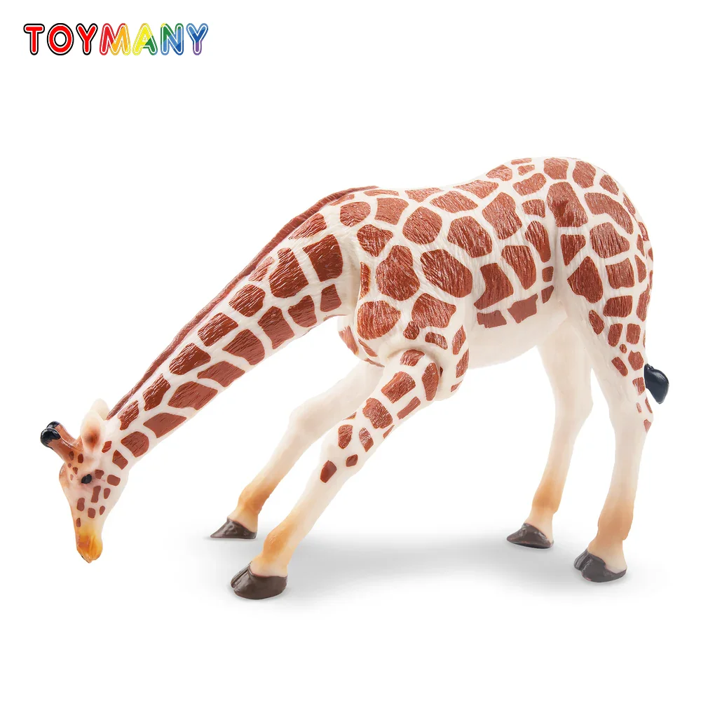 Toymany Simulation Grazing Giraffe Wildlife Animal Model Toy Mini Figures Dolls Action Figurines Toys Children Gift Cake Decora