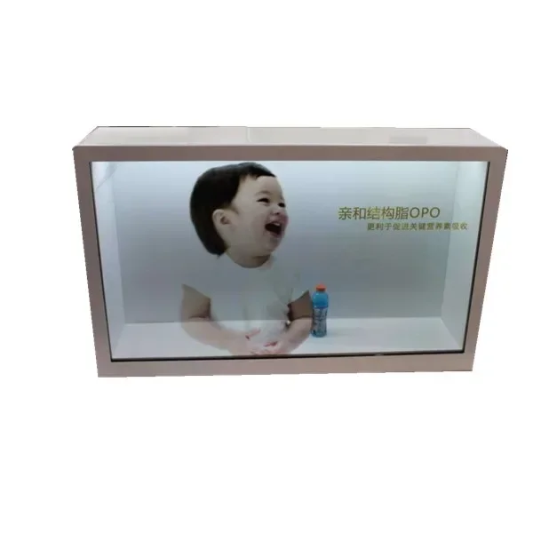 kiosk display cabinet multitouch lcd see through transparent display box