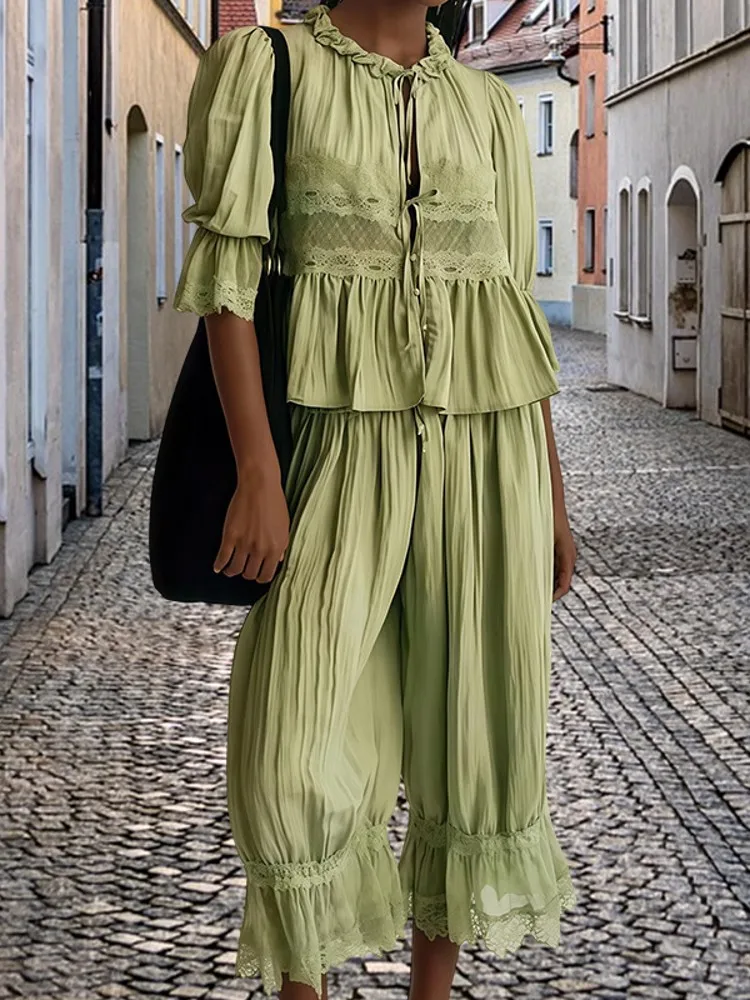 2 قطعة مجموعة النساء الخريف الشتاء 3/4 كم قميص بلوزة بلوزات وسراويل الدعاوى وتتسابق موضة مكتب سيدة مطابقة مجموعات الزي