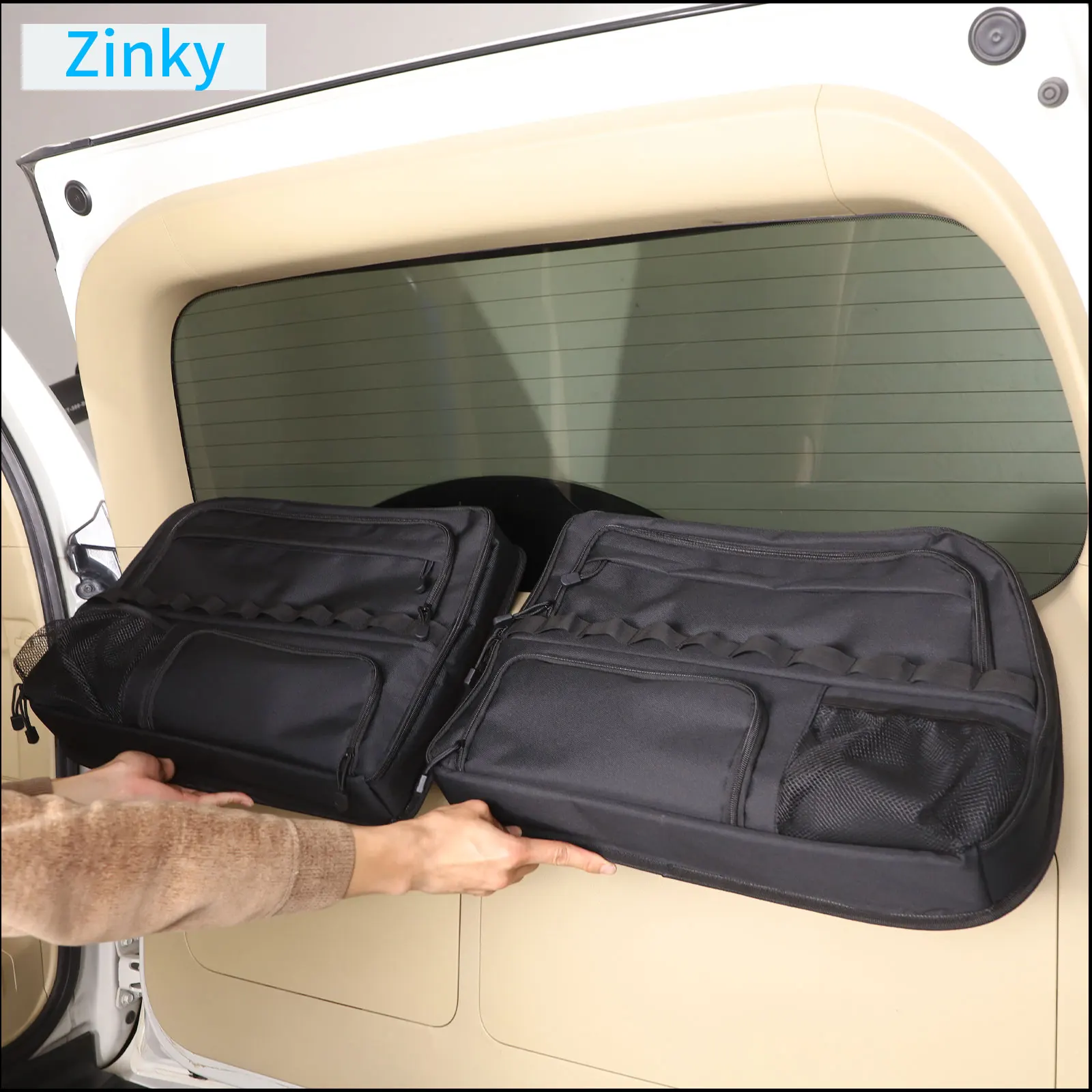 Zinky Oxford Cloth 2 Pcs Car Trunk Tailgate Window Storage Bag Organizer For Toyota Land Cruiser Prado J120 FJ150 150 2003-2017