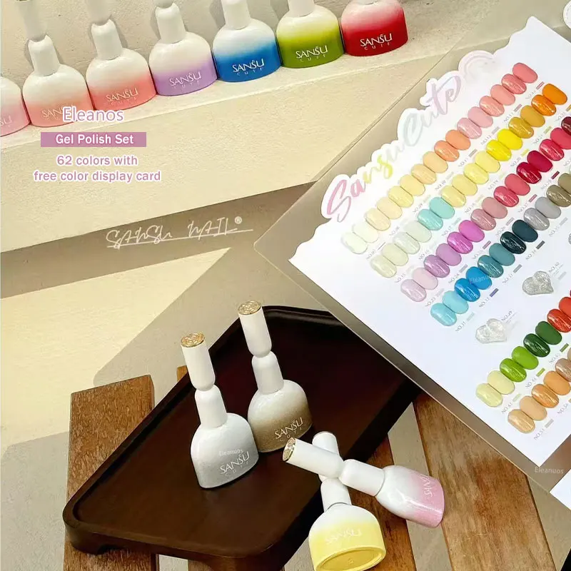 엘레아누오스 62색 젤 폴리쉬 세트 가을 겨울 핫세일 컬러 젤 키트 네일 아트 디자인 풀세트 바니쉬 세미 퍼머넌트 네일 젤