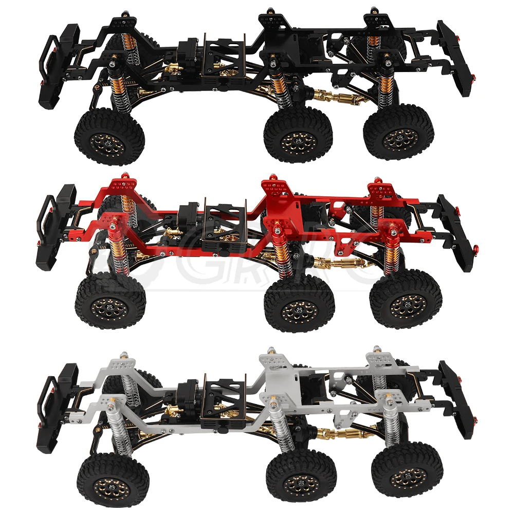 TRX4-M mosiężna i metalowa rama podwozie samochodu 6x6 RC z przednia część środkowa tylnymi osiami skrzynia biegów DIY dla TRX4M 1/18 części zdalnie