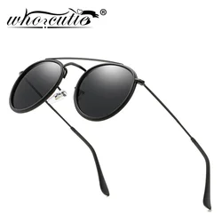 WHOCUTIE Fashion Retro Round Sunglasses Polarized Women 2025 Brand Design Mirror Lens Circle Frame Sun Glasses Cool 3647 Shades