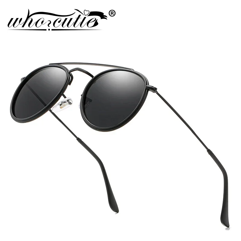 WHOCUTIE moda Retro okrągłe okulary przeciwsłoneczne spolaryzowane damskie 2025 marka Design lustrzane soczewki okrągła ramka okulary przeciwsłoneczne fajne 3647 odcienie