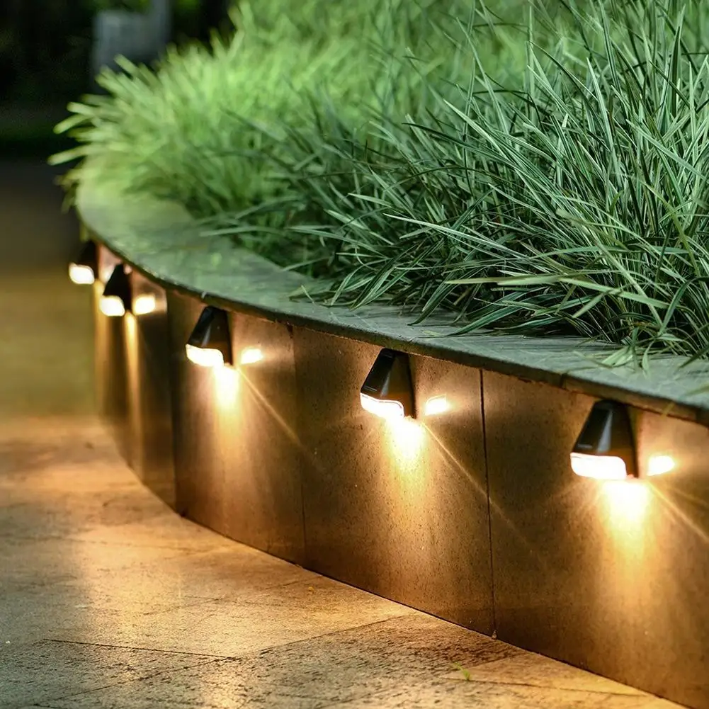 โคมไฟ LED ติดผนังพลังงานแสงอาทิตย์1ชิ้น, โคมไฟกลางแจ้งระบบเหนี่ยวนำสำหรับตกแต่งบันไดสวนที่สว่างไสว R9n4สนามตอนกลางคืนกันฝน