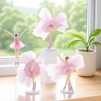 

3Sets Ballerina Cupcake Topper Elegant Dancing Girl Tulle Skirt Cake Decor Creative Dessert Ornament for Party Favor Wedding