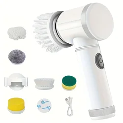 Wireless Electric Cleaning Brush Set Rechargeable Scrubbing Kitchen Bathroom Includes Versatile Heads Ideal Home Cleaning Tools