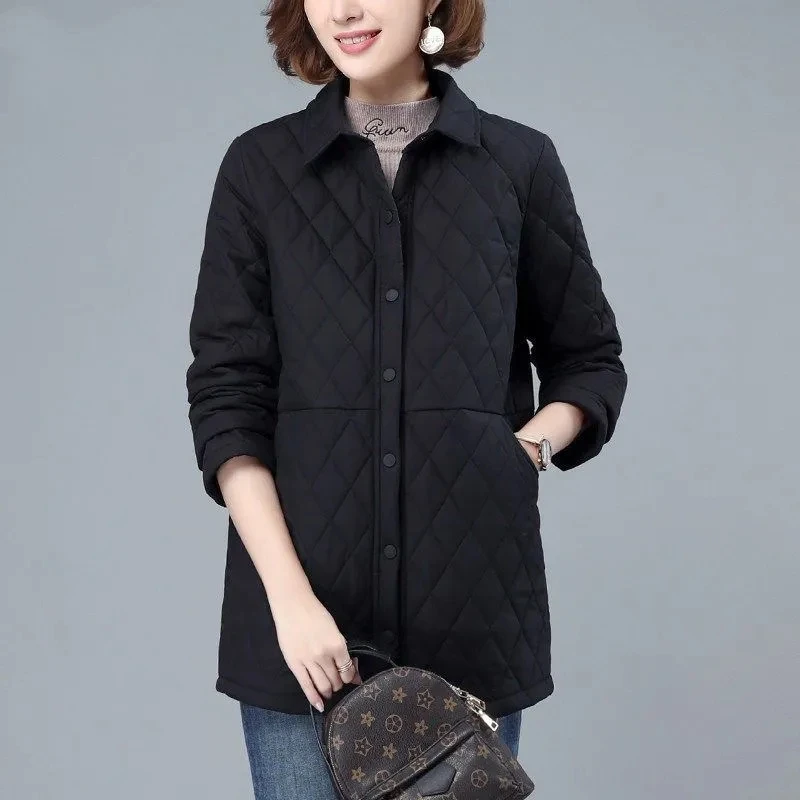 Autumn Winter Women Jacket Coat 2023 New Thicke Mid-Long Basic Cotton Jacket Quiltie Loose Warm Cotton Clothes Female Outerwear