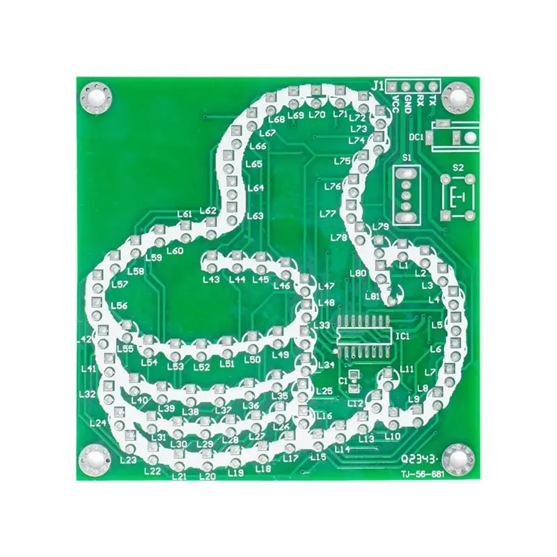 FFYY-DIY Thumb Light LED Electronic Kit 81 LED Flashing MCU STC8G1K08 Controllable PCB Soldering Practice Kit With Power Cord
