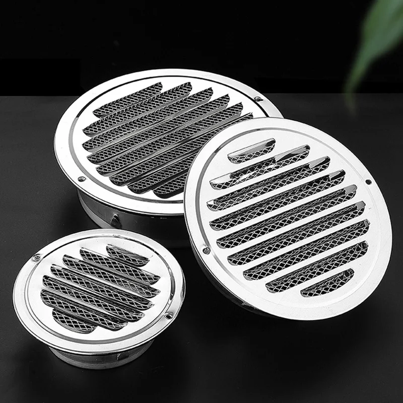 1PC Exterior Wall Grills Air Vent Grille Stainless Steel Ducting Ventilation Air Vent Cover Mesh Cover Home Supplies Round