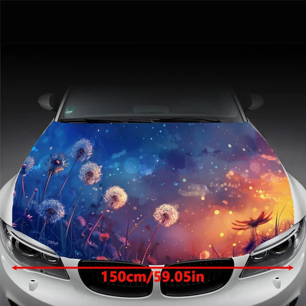 Easy-to-install Dandelions pattern Car hood film, stickers - car vinyl wraps, bubble-free design, Waterproof, cleanable and conv