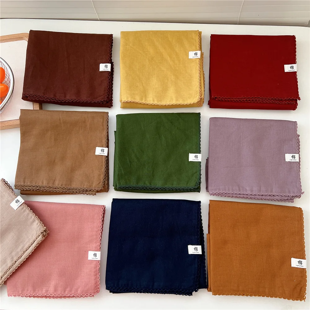 Square Scarf Linen Cotton Solid Color Stylish Women Career Neckwear Versatile Shawl for Blouse Office Use High Quality