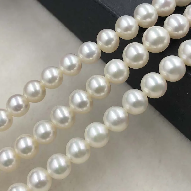 ELEISPL Fine Jewelry AAA 7.5-8mm Near Round White Freshwater Pearls Loose Strings #505-2