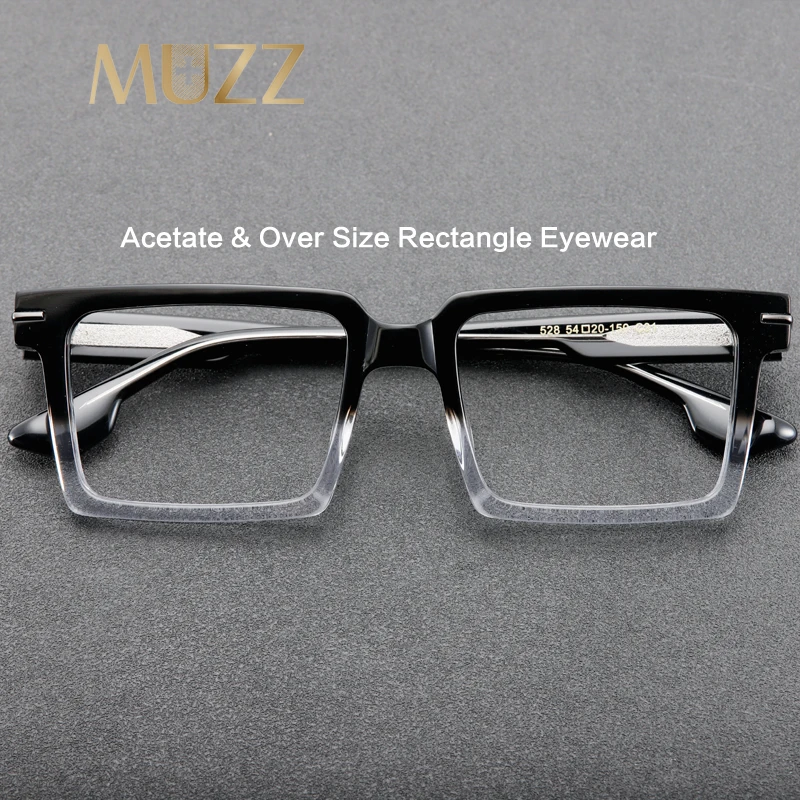 Large Size Acetate Men Eyeglasses Frame Rectangle Myopia Optical Prescription Glasse Trending Stijlen Italy Retro Luxury Eyewear