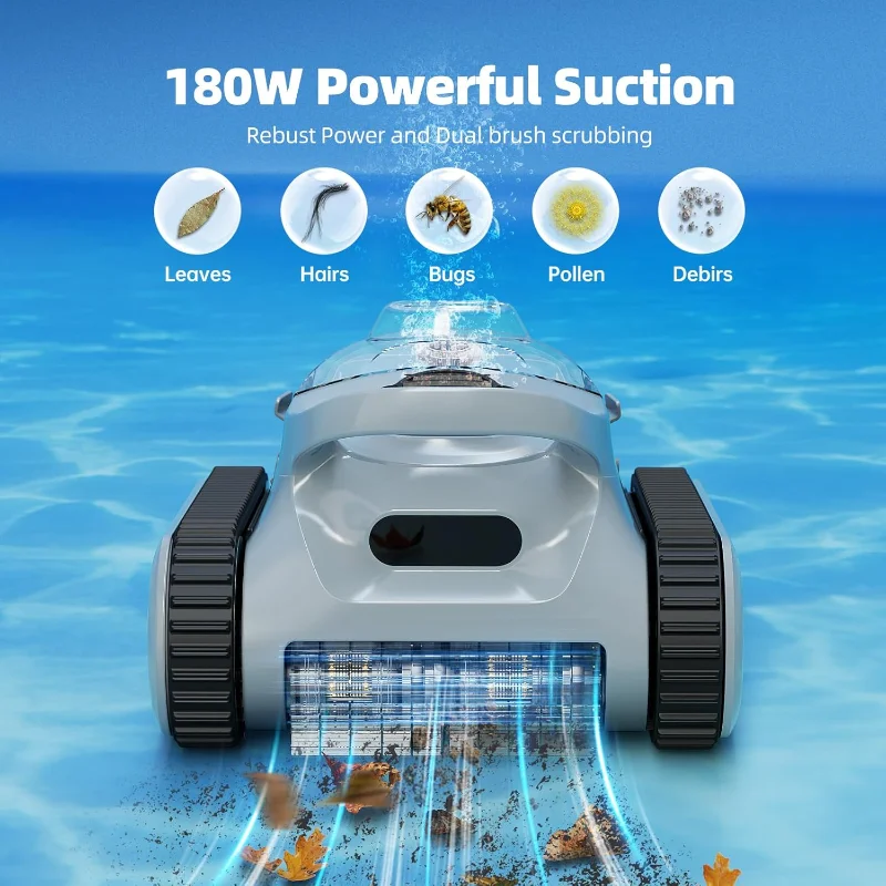 Робот-пылесос для бассейна для подземных бассейнов: модернизированный беспроводной робот-пылесос для бассейна 2025 года, автоматические пылесосы с всасыванием 180 Вт, настенные