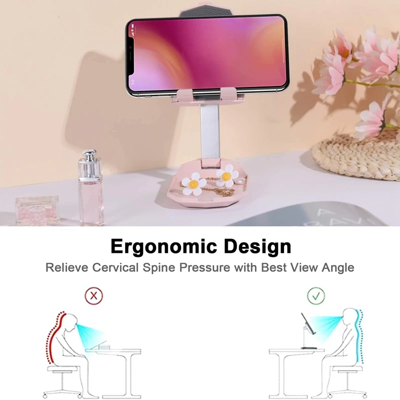 حامل هاتف خلوي قابل للتعديل للمكتب ، حامل هاتف خلوي ، قابل للطي بالكامل ، قاعدة هاتف محمولة ، لطيف ، أيدي