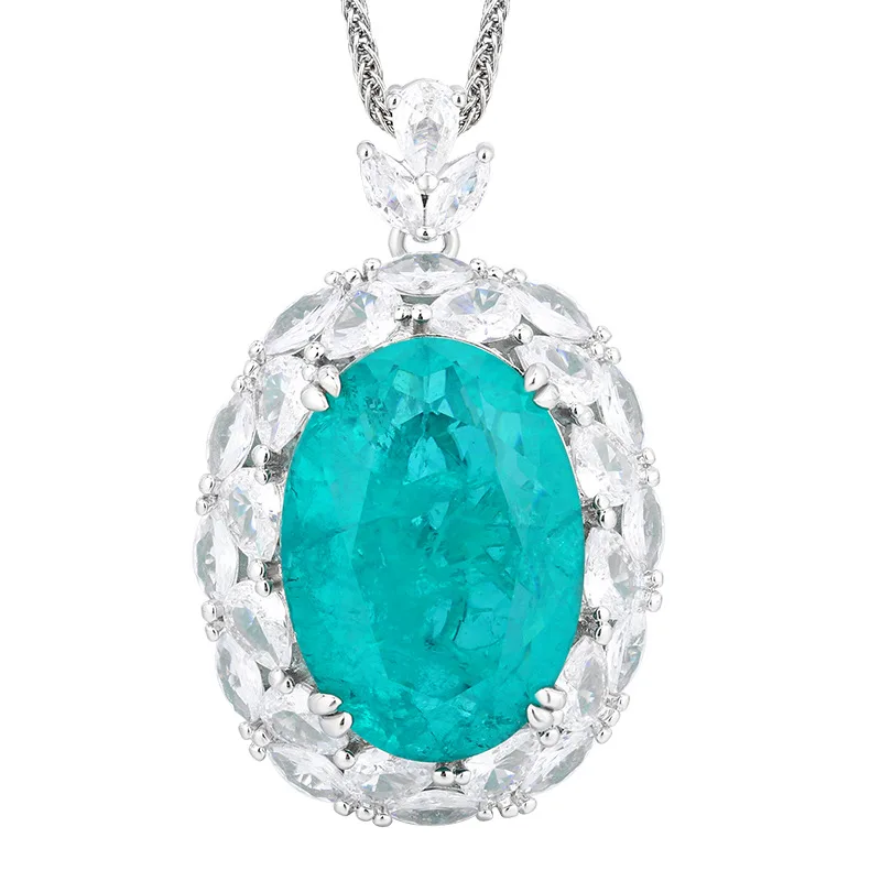 Jewelry Gold-Plated Emerald Pendant Necklace Large Denier 18*25