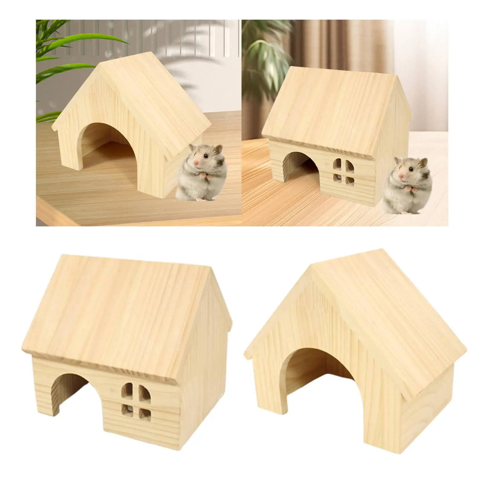 Hamster House Hide Supplies Small Animal Hideaway House Hamster Hideout Wood Pet Habitat for Hamster Lemmings Rat Mice Small Pet