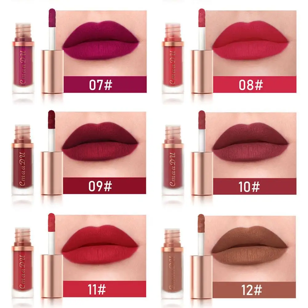 Lucidalabbra Opaco Vellutato Rosso Scuro-Marrone, Gloss Labbra Duraturo Idratante Non Appiccicoso, Resistente all'Acqua e Non Sbiadisce Facilmente