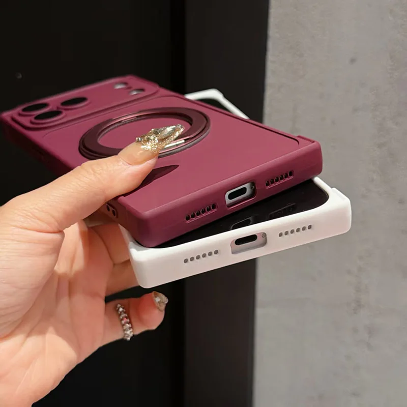 For IPhone 18 Pro Max 14 15 16 17 Four Corner Anti Drop Rotating Bracket Magnetic Phone Case For Magsafe Lens Full Protection view 6