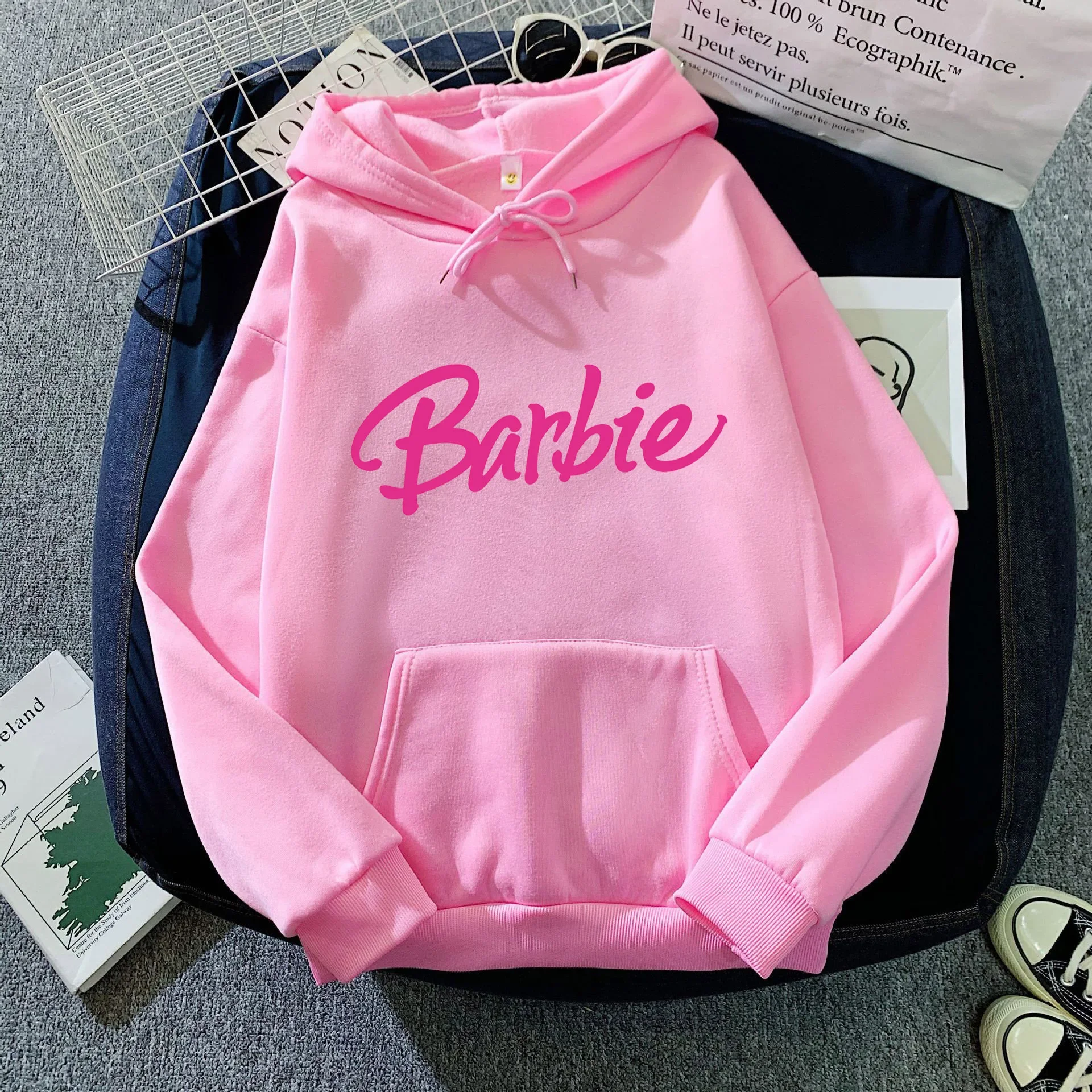 Barbie Dikke Fleece Hoodie Herfst En Winter Stijl Ins Losse Jas Anime Kawaii Sweatshirt Voor Dames Kleding Verjaardagscadeaus