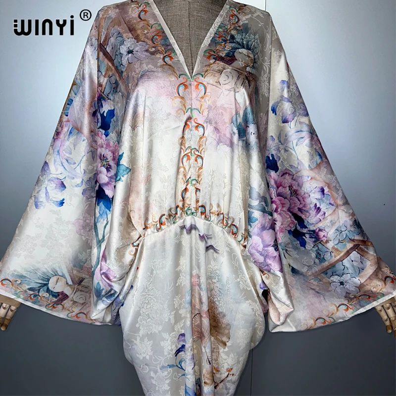 WINYI new Bohemian Summer Beach Dress High Quality Double Sided Elegant maxi dress Women Evening party kaftan abaya dubai luxury