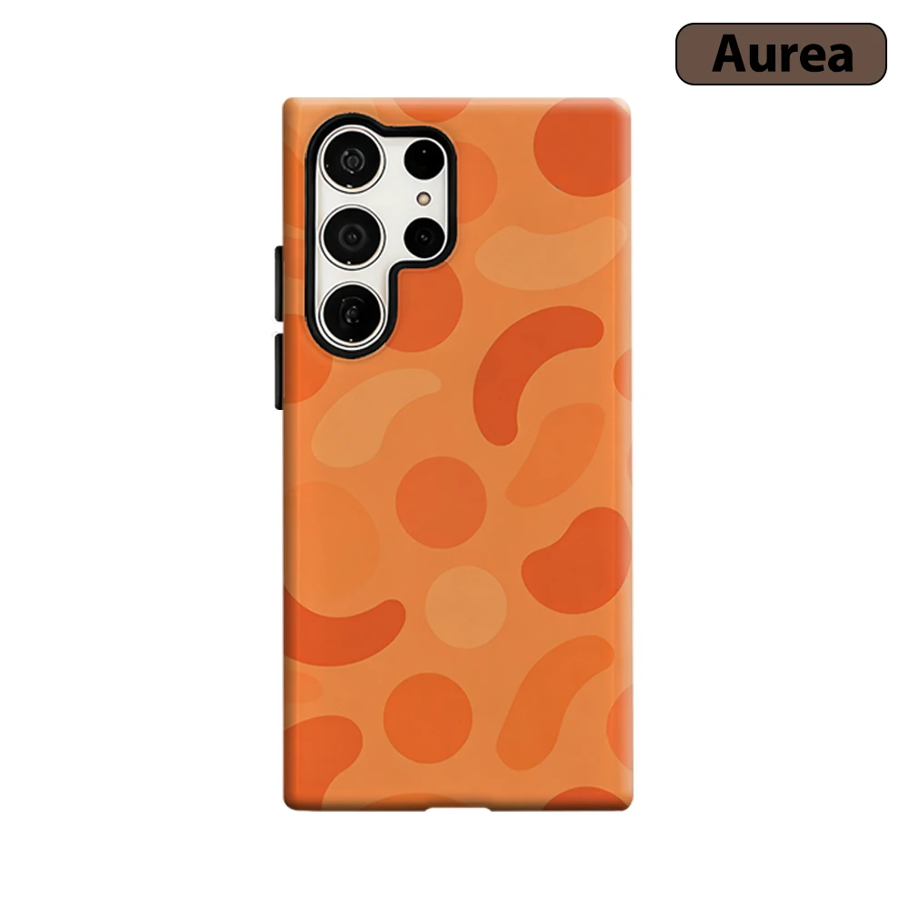 Warm Orange Abstract Shape Phone Case for Samsung Galaxy S26 S25 Ultra S24 S23 Ultra Plus Shockproof Double layer Back Cover