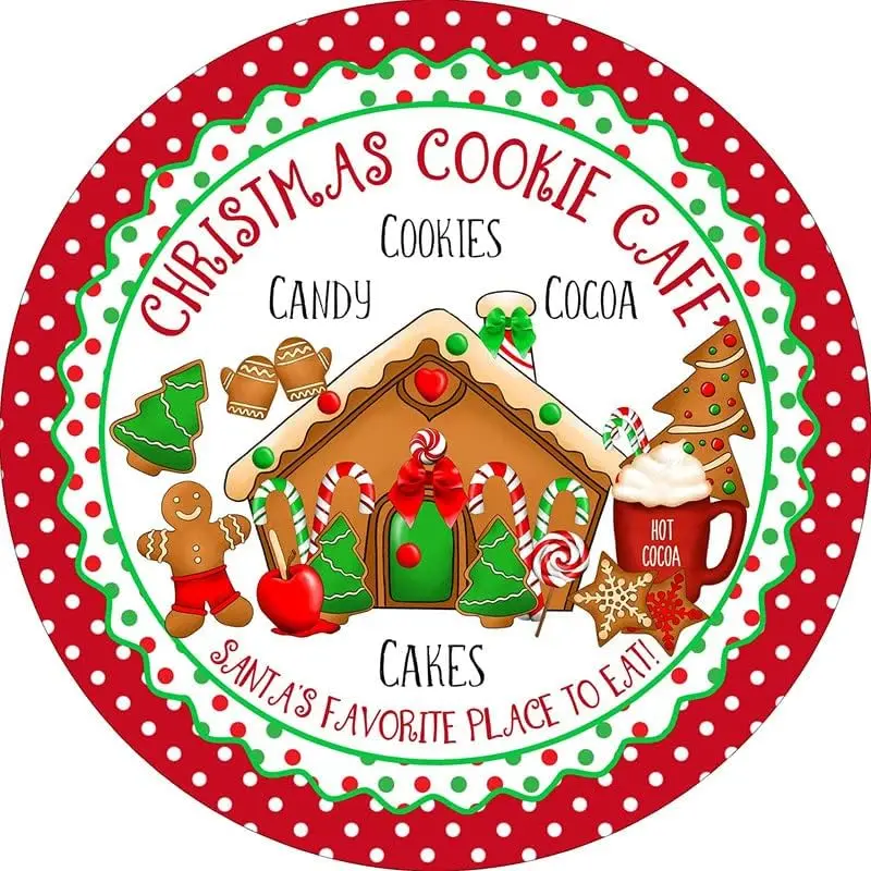 

Retro Metal Tin Sign 6 X 6 Inches Christmas Cookie Cafe Gingerbread Christmas Sign - Christmas Wreath Sign - Door Hanger - Tiere