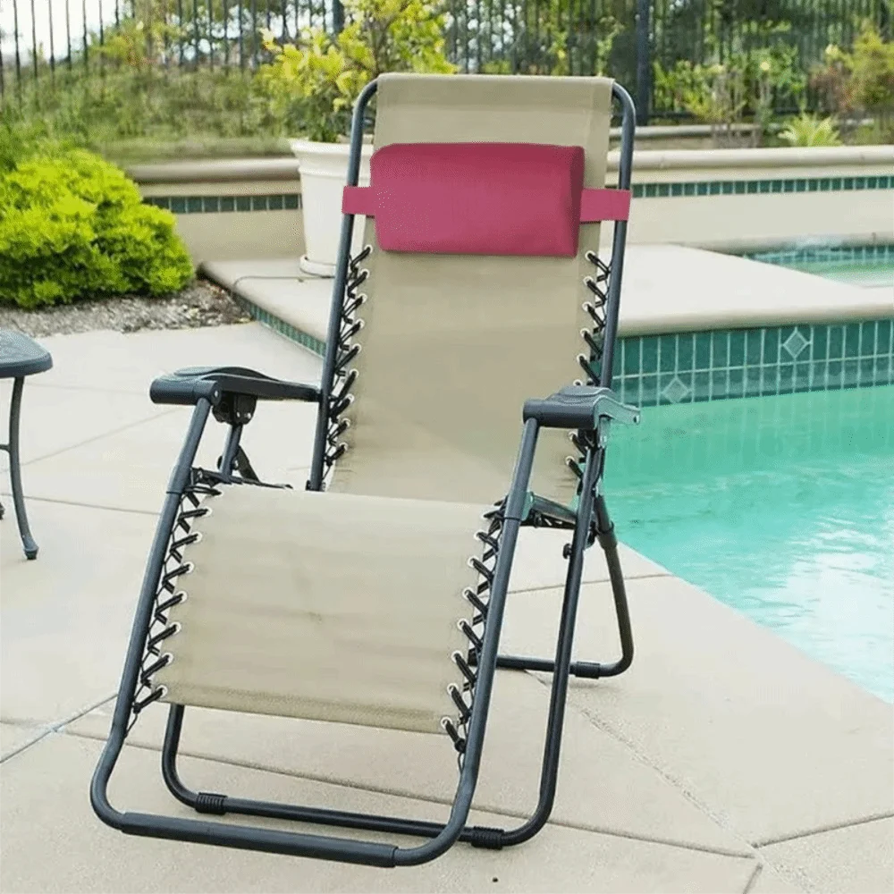 Elastic Band Beach Lounger Neck Pillow Removable Cover Ergonomic Curve Recliner Headrest Sponge Filling Lightweight