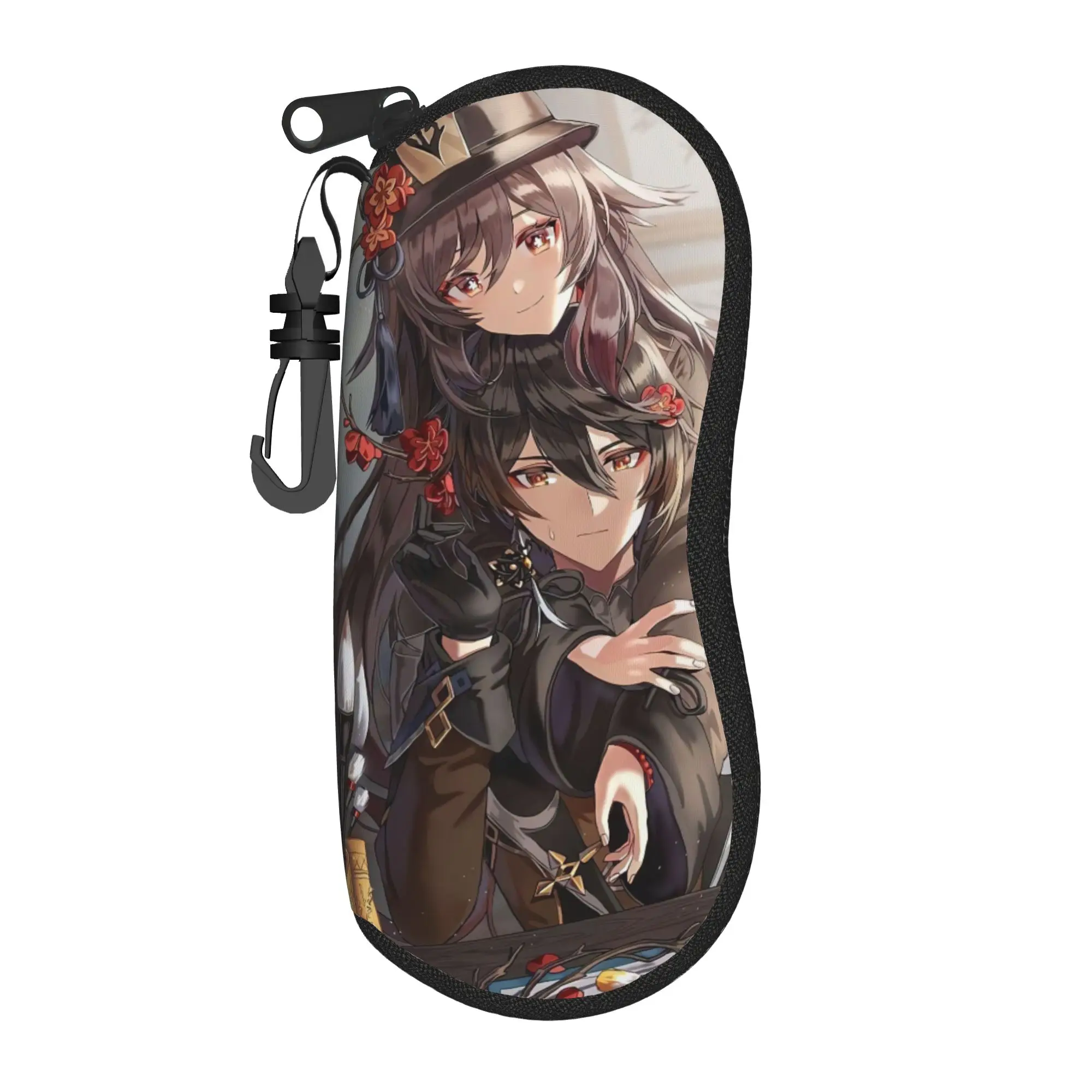 

Hu Tao Zhongli Glasses Case Men Women Travel Accessories Genshin Impact Anime Game Eyewear Storage Box Print Eye Contacts Case